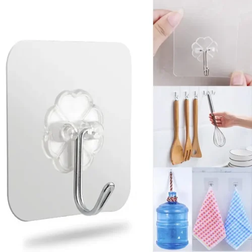 10 Pcs Powerful Transparent Wall Hook, Heavy Duty Adhesive Hooks Reusable,Seamless ,Scratch,Waterproof and Oilproof - Wall Hook