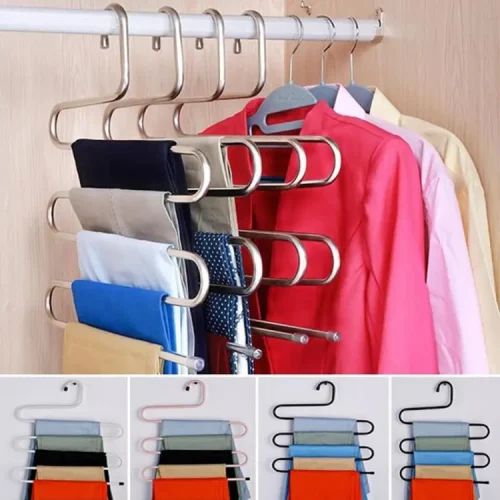 S-Shape Stainless Steel 5 Layer Cloth Hanger - Hanger
