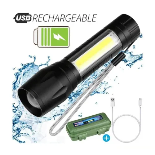 Rechargeable Flashlight Torch LED USB Portable Torches 3 Modes Mini Camping Lighting